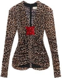 Blumarine - Leopard-Print Ruched Blouse - Lyst