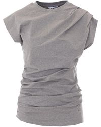 Ganni - Logo Plaque Draped Jersey Top - Lyst