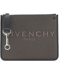 Givenchy - Logo Embroidered Zipped Clutch Bag - Lyst