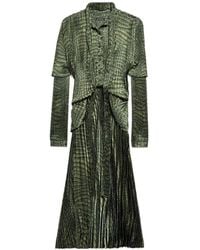 Balenciaga - Robe Pleated Double-Sleeved Dress - Lyst