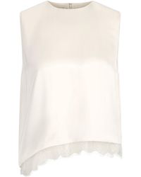Vince - Lace-Trim Asymmetric-Hem Top - Lyst