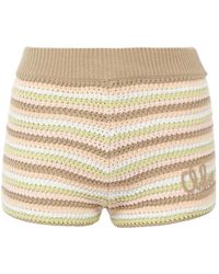 Chloé - Chloé Crochet Logo Detailed Mini Shorts - Lyst