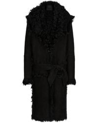 The Attico - The Belted Waist Long Shearling Coat - Lyst