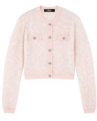 Versace - Pattern-Jacquard Knitted Cardigan - Lyst