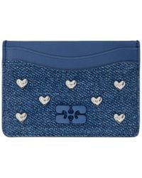 Ganni - Bou Denim Logo Card Holder - Lyst