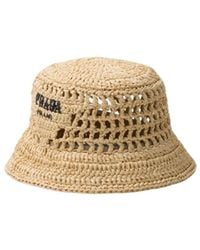 Prada - Logo Detailed Interwoven Bucket Hat - Lyst