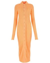 Jil Sander - Ribbed-Knit Long-Sleeved Midi Dress - Lyst