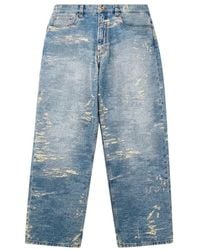 Emporio Armani - 5-Pocket Pants Denim With A Distressed Stone Washed Effect - Lyst