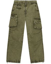 Ganni - Washed Cotton Twill Trousers - Lyst