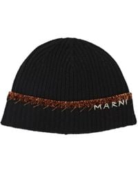 Marni - Logo Embroidered Knitted Beanie - Lyst