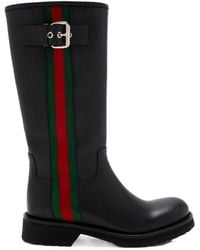 Gucci - Biker Boot With Web - Lyst