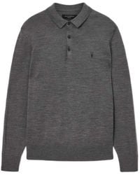 AllSaints - Long-Sleeve Polo Shirt - Lyst
