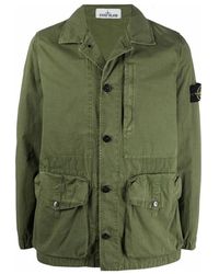 Stone Island - Logo-Patch Button-Fastening Jacket - Lyst