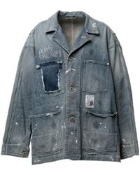 Maison Mihara Yasuhiro - Chore Stripe-Pattern Paint-Splatter Denim Jacket - Lyst
