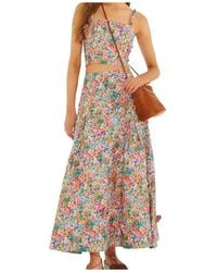 FARM Rio - Floral And Butterfly Pattern Midi Skirt - Lyst