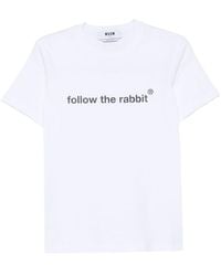 MSGM - Logo Embroidered Crewneck T-Shirt - Lyst