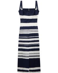 veronica beard blige stripe a line midi dress Striped in White tie straps baby doll dress Hot style: T-shirt under Colour:POWDER BLUE