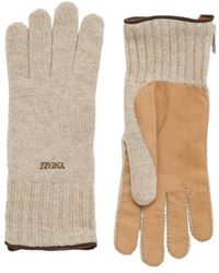 ZEGNA - Oasi Logo Embroidered Knit Gloves - Lyst