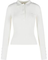 Courreges - Courrèges Ribbed Knit Polo Top - Lyst