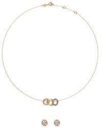 Tory Burch - Crystal-Embellished Logo-Detail Necklace And Earrings Set - Lyst