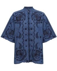 Zimmermann - Aster Embroidered Denim Shirt - Lyst