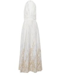Elie Saab - Embroidered Halterneck Cotton-Blend Gown - Lyst