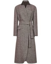 Brunello Cucinelli - Long Sleeved Belted Coat - Lyst