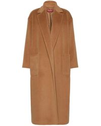 Max Mara - Studio Giambo Brushed Finish Belted Coat - Lyst