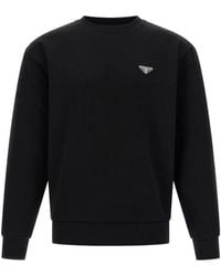 Prada - Logo Plaque Crewneck Sweatshirt - Lyst