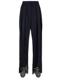 Stella McCartney - High Waist Broderie Anglaise-Trimmed Trousers - Lyst