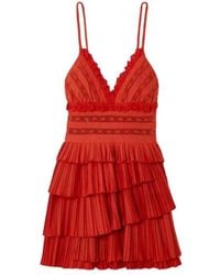 Sea - Antonina Broderie Anglaise-Trimmed Tiered Pleated Poplin Mini Dress - Lyst