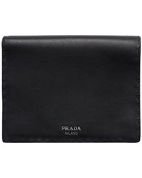 Prada - Antiqued Leather Wallet - Lyst