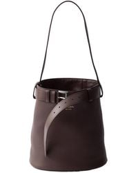 Prada - Buckle Leather Bucket Bag With Belt - Lyst