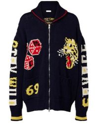 Stella McCartney - Intarsia Cotton Zip-Up Cardigan - Lyst