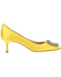Manolo Blahnik - Hangisi Embellished Satin Pumps - Lyst