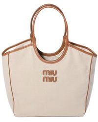 Miu Miu - Ivy Canvas And Leather Bag - Lyst