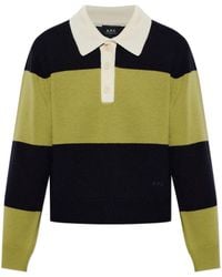 A.P.C. - Louise Striped Knitted Polo Top - Lyst