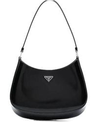 Prada - Cleo Logo Plaque Shoulder Bag - Lyst