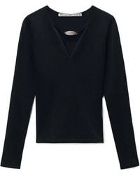 Alexander Wang - V-Neck Metal Logo Pullover - Lyst