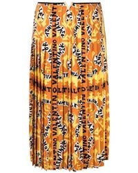 Valentino - Logo-Print Midi Skirt - Lyst