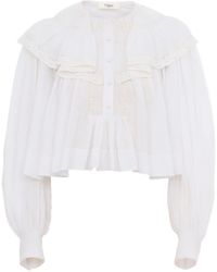 Chloé - Chloè Cropped Ruffled Top - Lyst