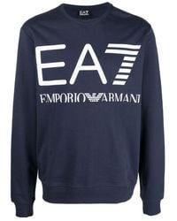 EA7 - Logo-Print Cotton Sweatshirt - Lyst