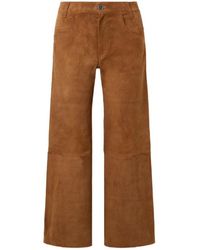 Stouls - Lilou Cropped Suede Wide-Leg Pants - Lyst