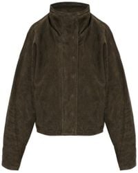 AllSaints - High-Necked Long-Sleeved Leather Jacket - Lyst