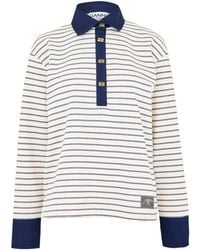 Ganni - Striped Long-Sleeve Polo Shirt - Lyst