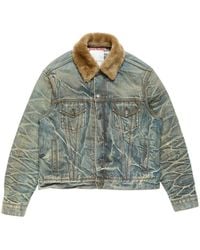 Acne Studios - Denim Jacket With Fur Collar - Lyst