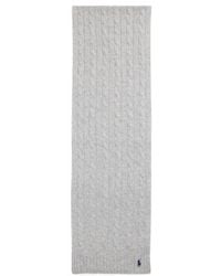 Polo Ralph Lauren - Logo Embroidered Cable Knitted Scarf - Lyst