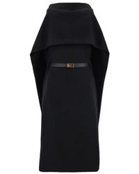 Ferragamo - Belted Midi Dress With Billowing Front Panel - Lyst