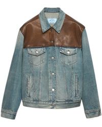 Prada - Denim And Leather Blouson Jacket - Lyst
