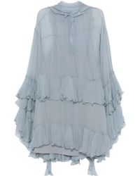 Chloé - Chloé Ruffled Sheer Mini Dress - Lyst